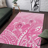 Personalised Polynesia Breast Cancer Awareness Area Rug No One Fights Alone Turtle Ribbon - Pink Version LT14 Pink - Polynesian Pride