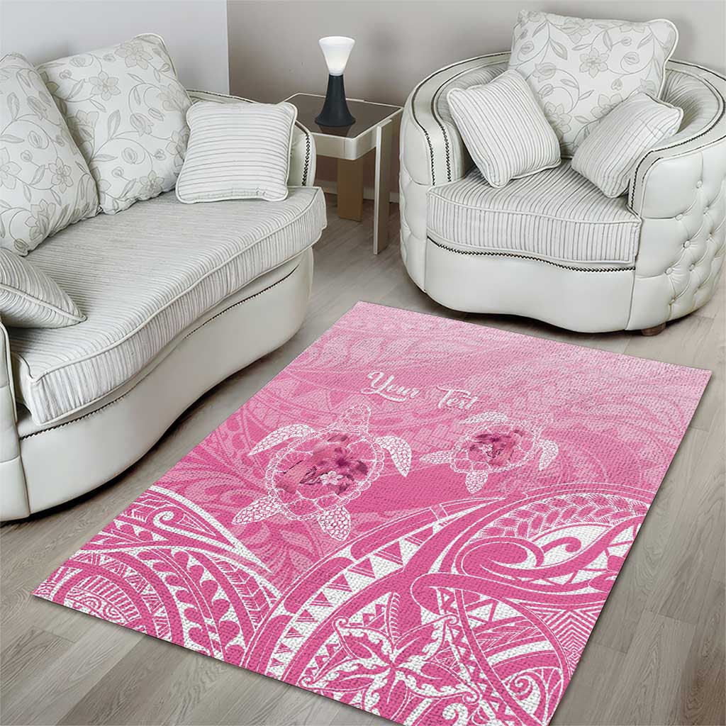 Personalised Polynesia Breast Cancer Awareness Area Rug No One Fights Alone Turtle Ribbon - Pink Version LT14 - Polynesian Pride