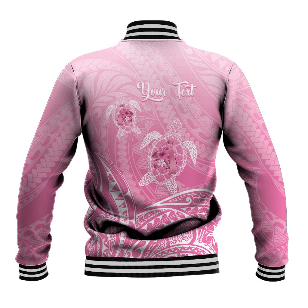 Personalised Polynesia Breast Cancer Awareness Baseball Jacket No One Fights Alone Turtle Ribbon - Pink Version LT14 - Polynesian Pride