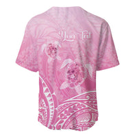 Personalised Polynesia Breast Cancer Awareness Baseball Jersey No One Fights Alone Turtle Ribbon - Pink Version LT14 - Polynesian Pride