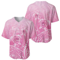 Personalised Polynesia Breast Cancer Awareness Baseball Jersey No One Fights Alone Turtle Ribbon - Pink Version LT14 - Polynesian Pride