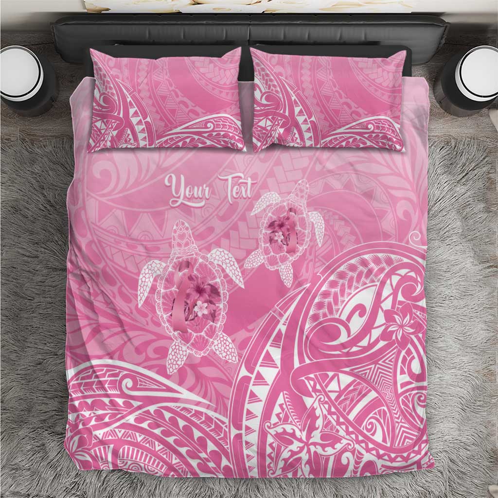 Personalised Polynesia Breast Cancer Awareness Bedding Set No One Fights Alone Turtle Ribbon - Pink Version