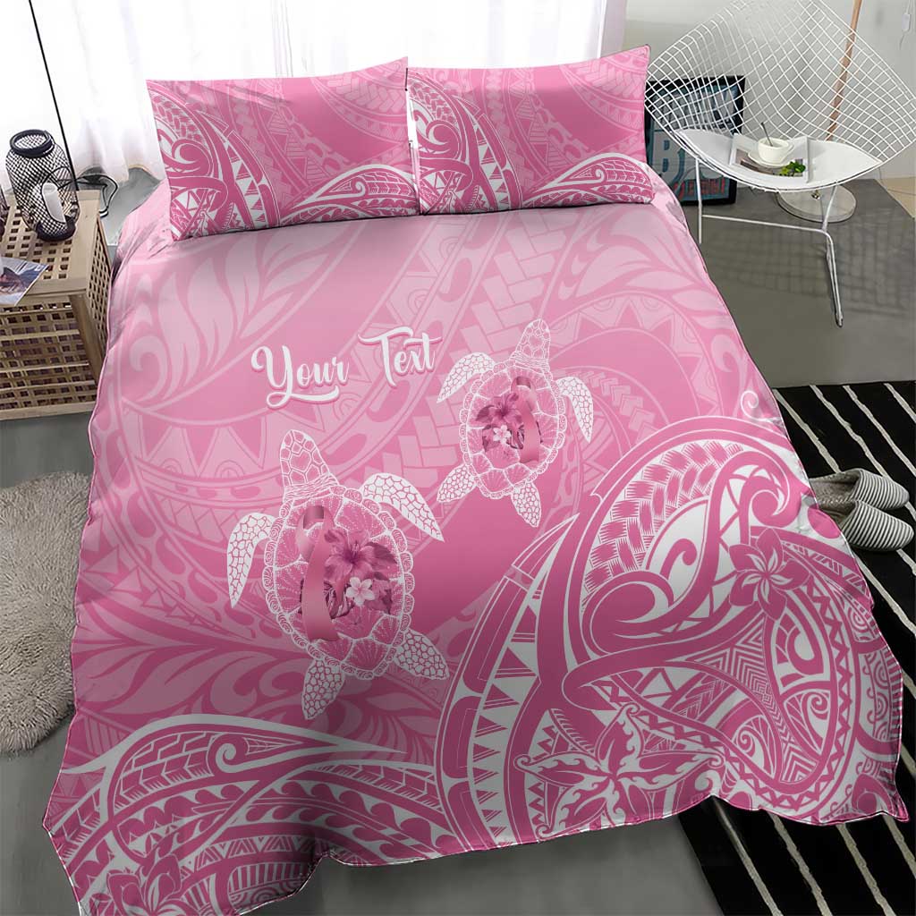 Personalised Polynesia Breast Cancer Awareness Bedding Set No One Fights Alone Turtle Ribbon - Pink Version LT14 - Polynesian Pride