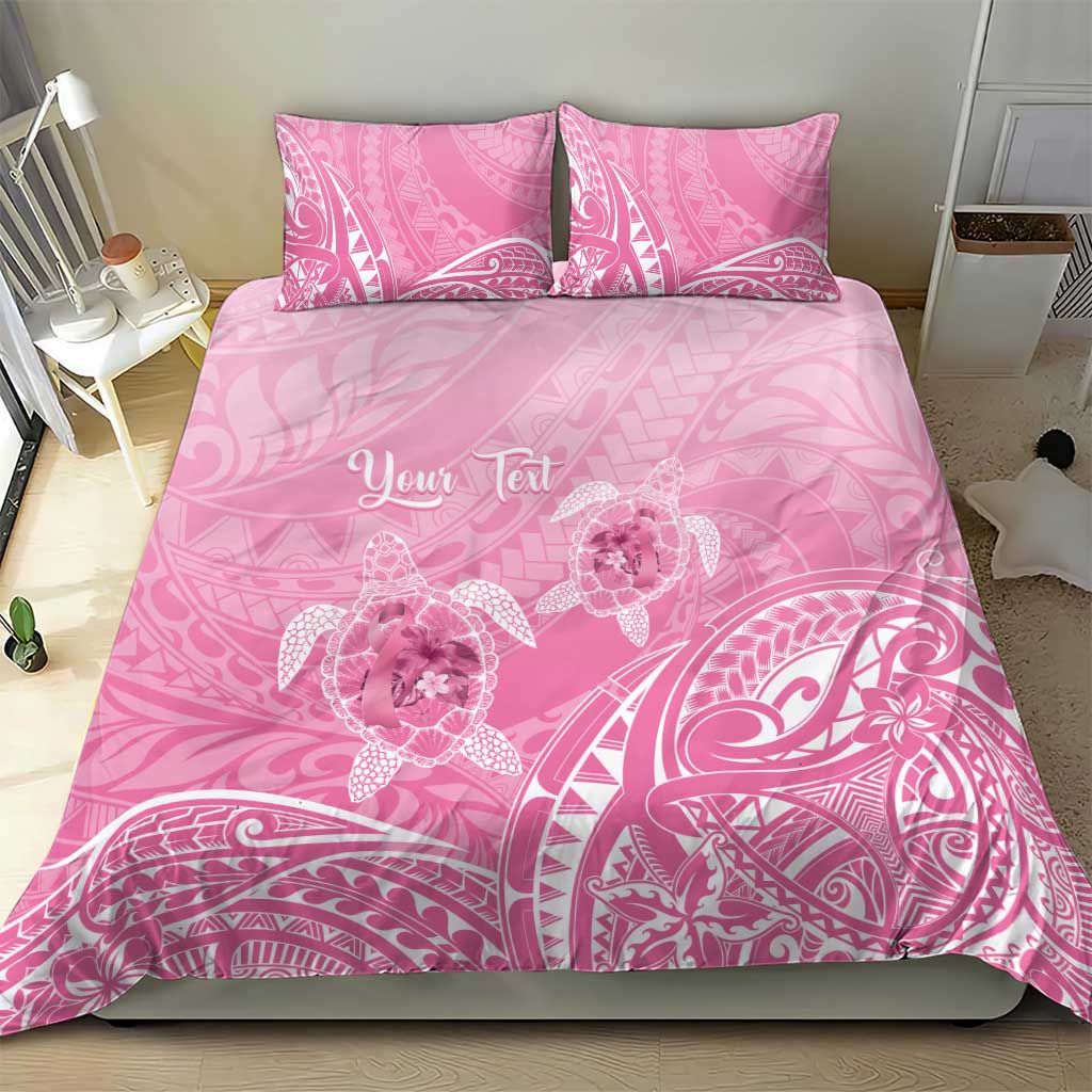 Personalised Polynesia Breast Cancer Awareness Bedding Set No One Fights Alone Turtle Ribbon - Pink Version LT14 - Polynesian Pride