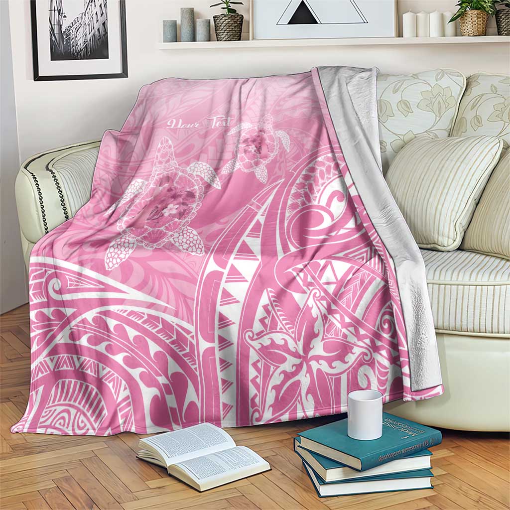 Personalised Polynesia Breast Cancer Awareness Blanket No One Fights Alone Turtle Ribbon - Pink Version LT14 Pink - Polynesian Pride
