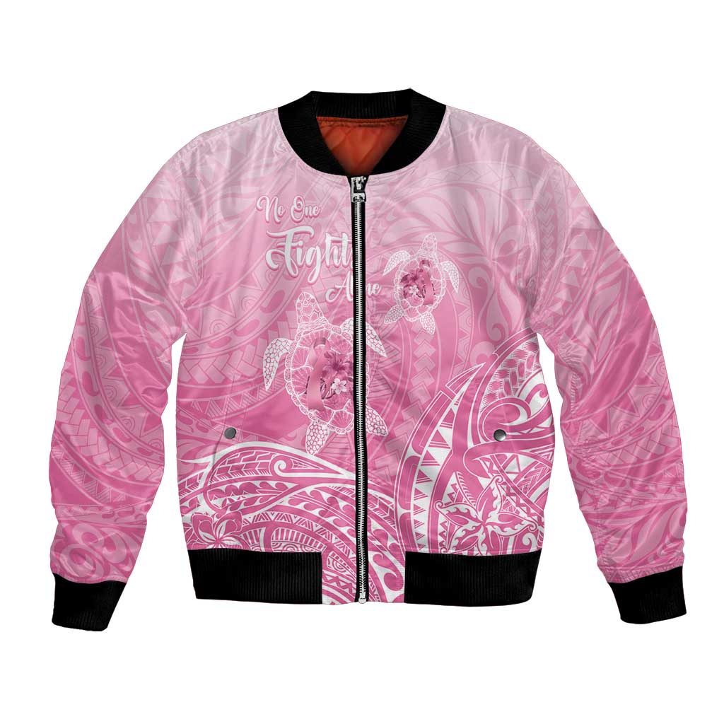 Personalised Polynesia Breast Cancer Awareness Bomber Jacket No One Fights Alone Turtle Ribbon - Pink Version LT14 Unisex Pink - Polynesian Pride