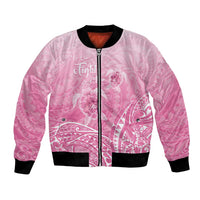 Personalised Polynesia Breast Cancer Awareness Bomber Jacket No One Fights Alone Turtle Ribbon - Pink Version LT14 Unisex Pink - Polynesian Pride
