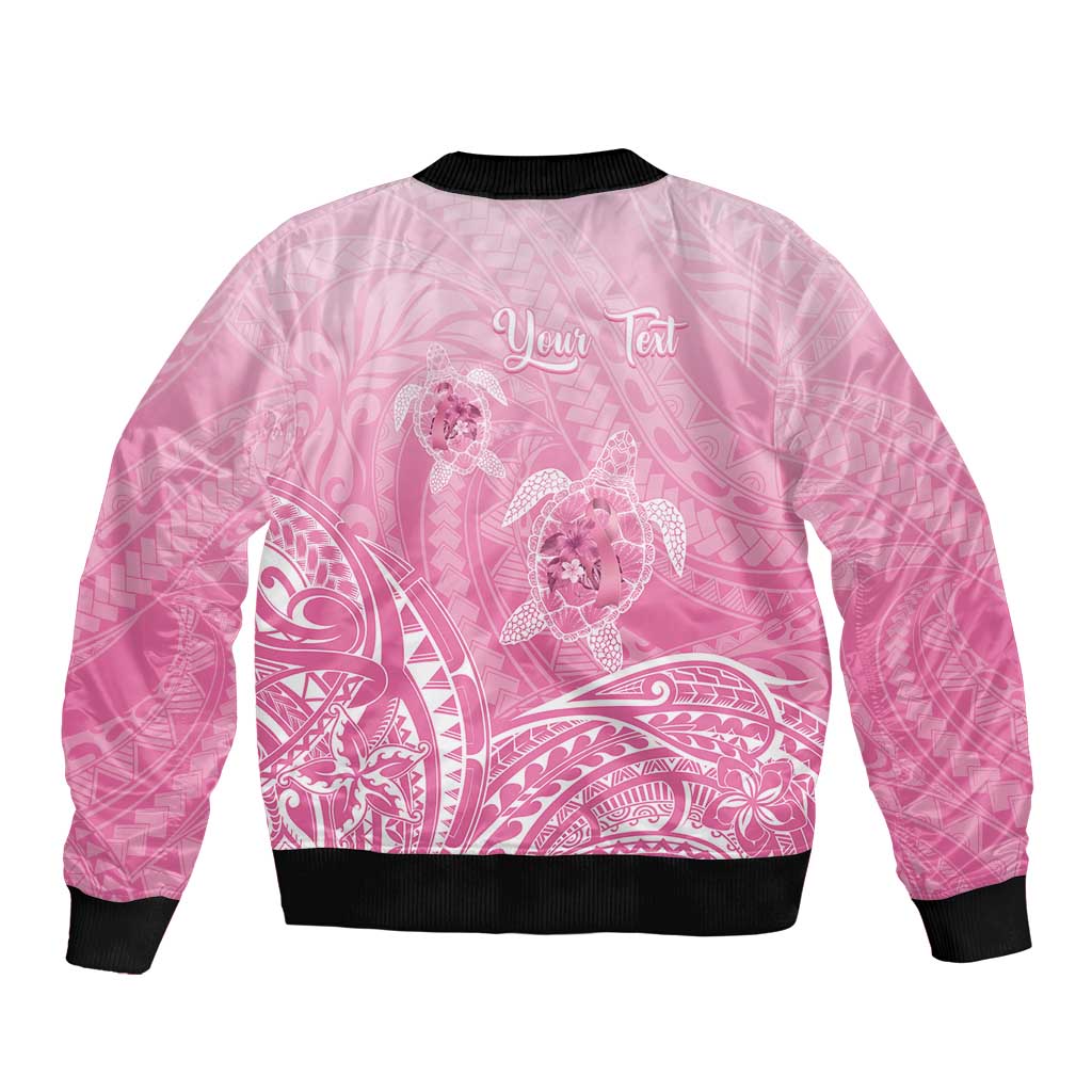 Personalised Polynesia Breast Cancer Awareness Bomber Jacket No One Fights Alone Turtle Ribbon - Pink Version LT14 - Polynesian Pride