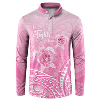 Personalised Polynesia Breast Cancer Awareness Button Sweatshirt No One Fights Alone Turtle Ribbon - Pink Version LT14 Pink - Polynesian Pride