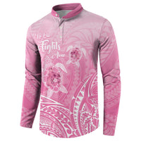 Personalised Polynesia Breast Cancer Awareness Button Sweatshirt No One Fights Alone Turtle Ribbon - Pink Version LT14 - Polynesian Pride