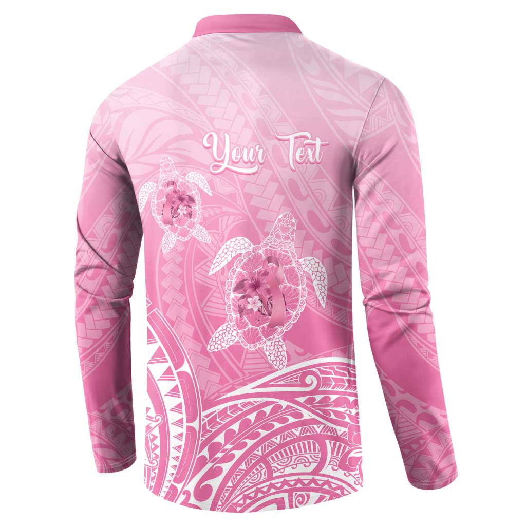 Personalised Polynesia Breast Cancer Awareness Button Sweatshirt No One Fights Alone Turtle Ribbon - Pink Version LT14 - Polynesian Pride