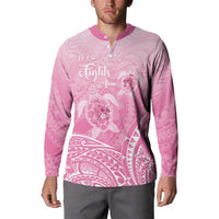 Personalised Polynesia Breast Cancer Awareness Button Sweatshirt No One Fights Alone Turtle Ribbon - Pink Version LT14 - Polynesian Pride