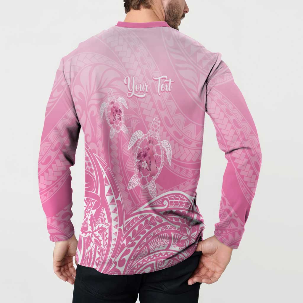 Personalised Polynesia Breast Cancer Awareness Button Sweatshirt No One Fights Alone Turtle Ribbon - Pink Version LT14 - Polynesian Pride