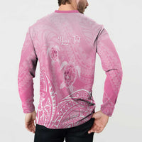 Personalised Polynesia Breast Cancer Awareness Button Sweatshirt No One Fights Alone Turtle Ribbon - Pink Version LT14 - Polynesian Pride