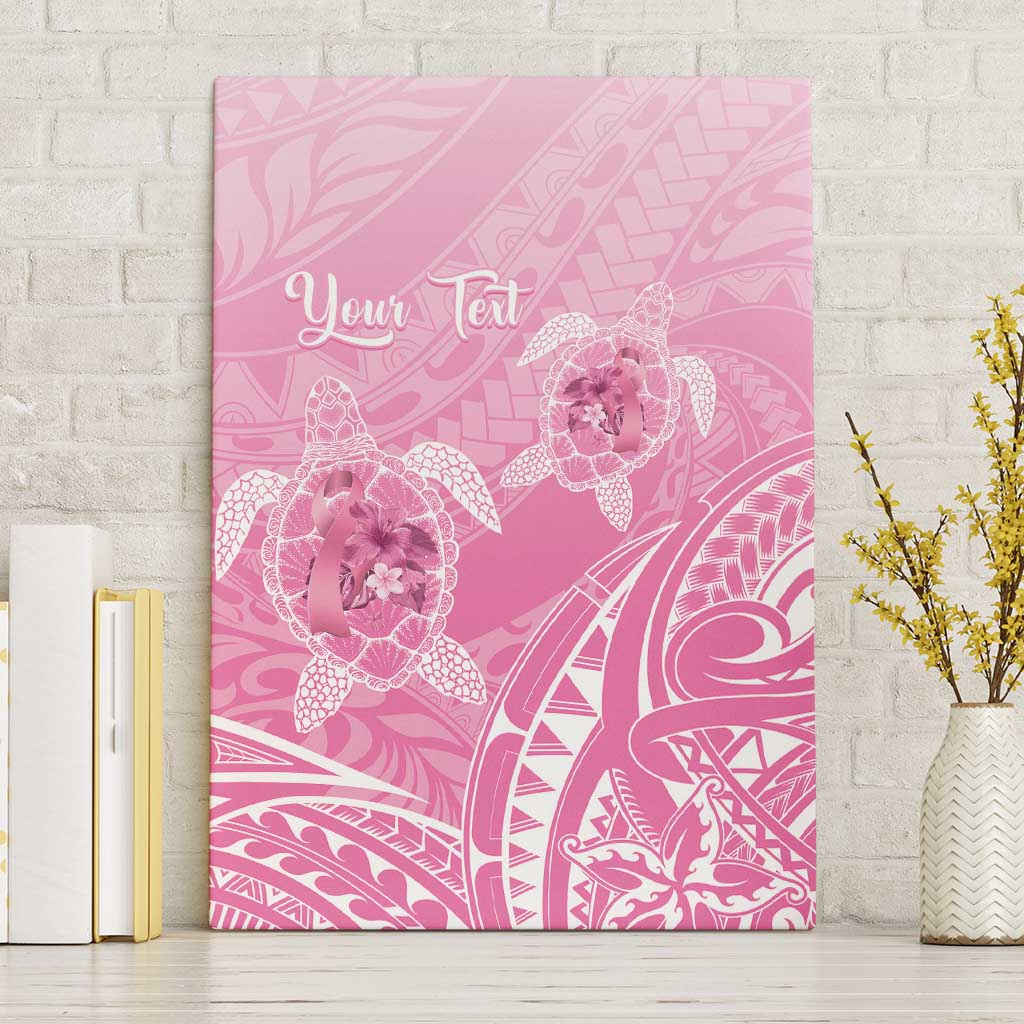Personalised Polynesia Breast Cancer Awareness Canvas Wall Art No One Fights Alone Turtle Ribbon - Pink Version LT14 Without Frame Pink - Polynesian Pride