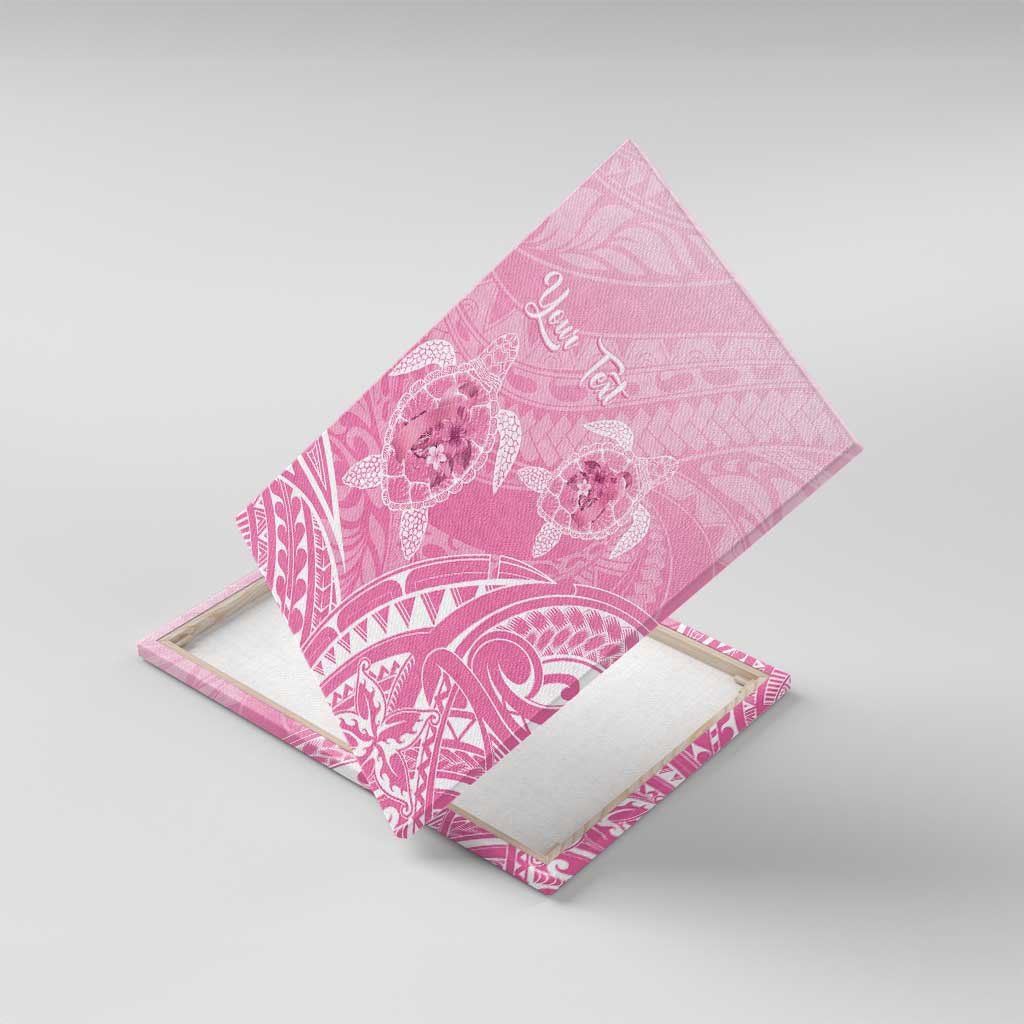 Personalised Polynesia Breast Cancer Awareness Canvas Wall Art No One Fights Alone Turtle Ribbon - Pink Version LT14 With Frame Pink - Polynesian Pride