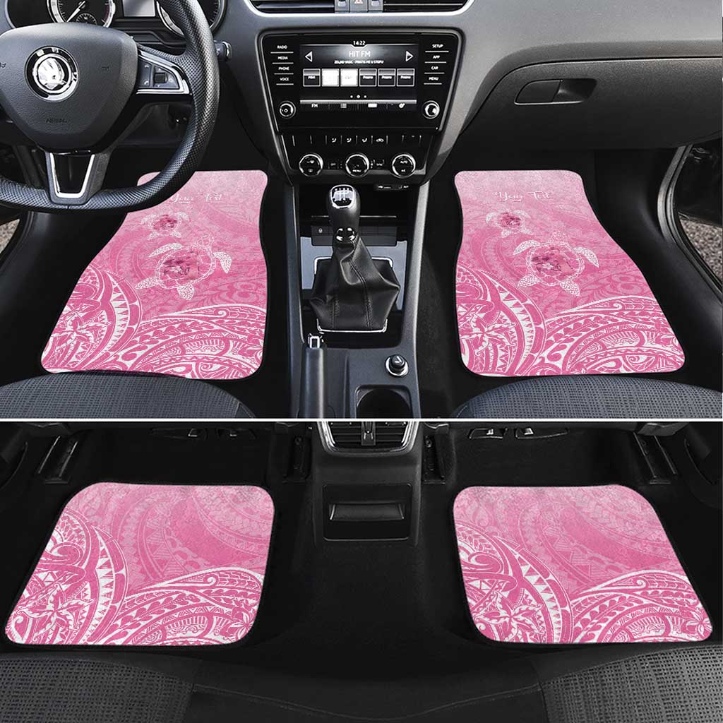 Personalised Polynesia Breast Cancer Awareness Car Mats No One Fights Alone Turtle Ribbon - Pink Version LT14 Set 4pcs Pink - Polynesian Pride
