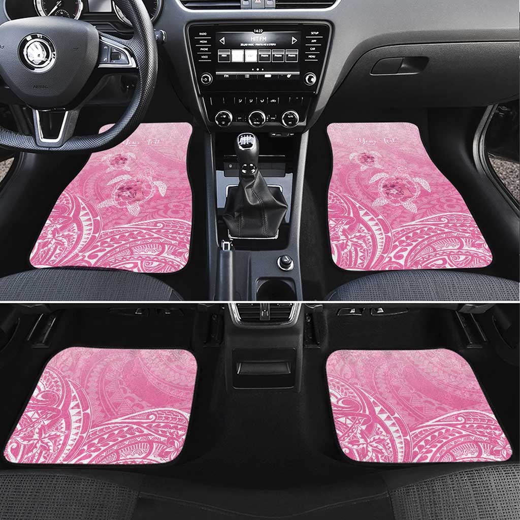 Personalised Polynesia Breast Cancer Awareness Car Mats No One Fights Alone Turtle Ribbon - Pink Version