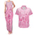 Personalised Polynesia Breast Cancer Awareness Couples Matching Tank Maxi Dress and Hawaiian Shirt No One Fights Alone Turtle Ribbon - Pink Version