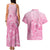 Personalised Polynesia Breast Cancer Awareness Couples Matching Tank Maxi Dress and Hawaiian Shirt No One Fights Alone Turtle Ribbon - Pink Version