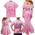 Personalised Polynesia Breast Cancer Awareness Family Matching Mermaid Dress and Hawaiian Shirt No One Fights Alone Turtle Ribbon - Pink Version