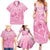 Personalised Polynesia Breast Cancer Awareness Family Matching Summer Maxi Dress and Hawaiian Shirt No One Fights Alone Turtle Ribbon - Pink Version