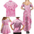 Personalised Polynesia Breast Cancer Awareness Family Matching Summer Maxi Dress and Hawaiian Shirt No One Fights Alone Turtle Ribbon - Pink Version