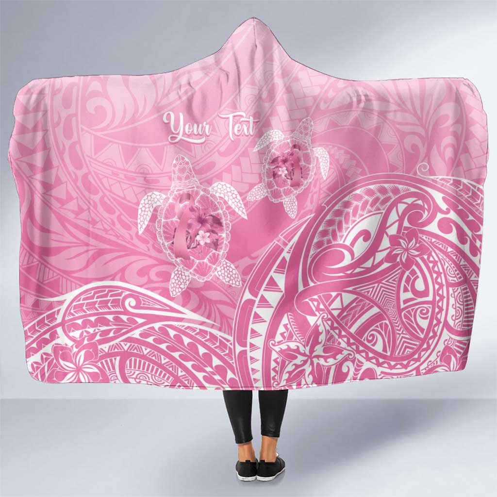 Personalised Polynesia Breast Cancer Awareness Hooded Blanket No One Fights Alone Turtle Ribbon - Pink Version LT14 One Size Pink - Polynesian Pride
