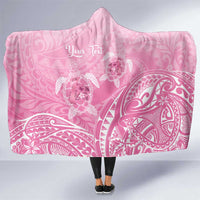 Personalised Polynesia Breast Cancer Awareness Hooded Blanket No One Fights Alone Turtle Ribbon - Pink Version LT14 One Size Pink - Polynesian Pride