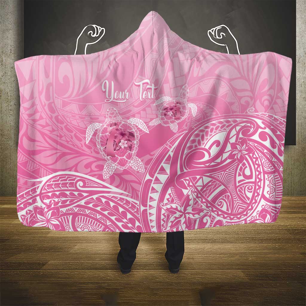 Personalised Polynesia Breast Cancer Awareness Hooded Blanket No One Fights Alone Turtle Ribbon - Pink Version LT14 - Polynesian Pride