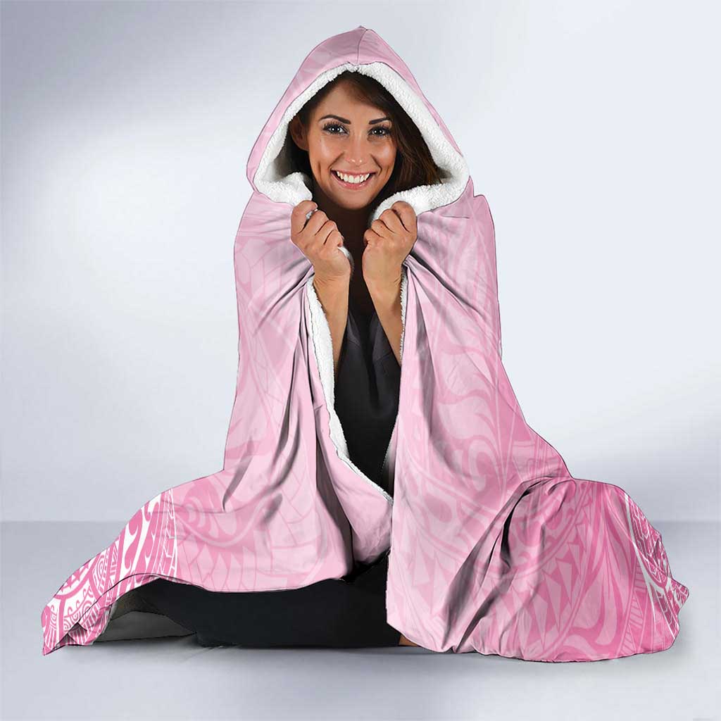 Personalised Polynesia Breast Cancer Awareness Hooded Blanket No One Fights Alone Turtle Ribbon - Pink Version LT14 - Polynesian Pride