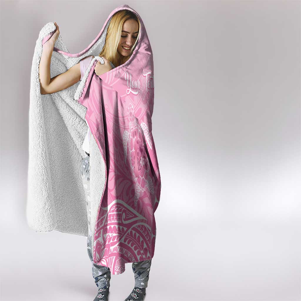 Personalised Polynesia Breast Cancer Awareness Hooded Blanket No One Fights Alone Turtle Ribbon - Pink Version LT14 - Polynesian Pride