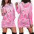 Personalised Polynesia Breast Cancer Awareness Hoodie Dress No One Fights Alone Turtle Ribbon - Pink Version