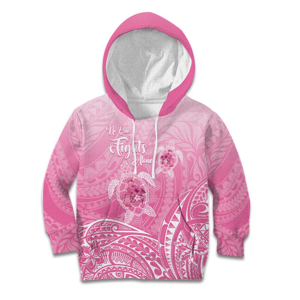 Personalised Polynesia Breast Cancer Awareness Kid Hoodie No One Fights Alone Turtle Ribbon - Pink Version LT14 Hoodie Pink - Polynesian Pride