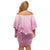 Personalised Polynesia Breast Cancer Awareness Off Shoulder Short Dress No One Fights Alone Turtle Ribbon - Pink Version