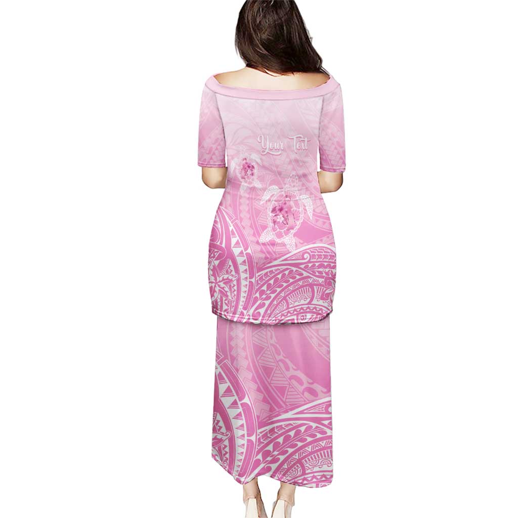 Personalised Polynesia Breast Cancer Awareness Puletasi No One Fights Alone Turtle Ribbon - Pink Version LT14 - Polynesian Pride