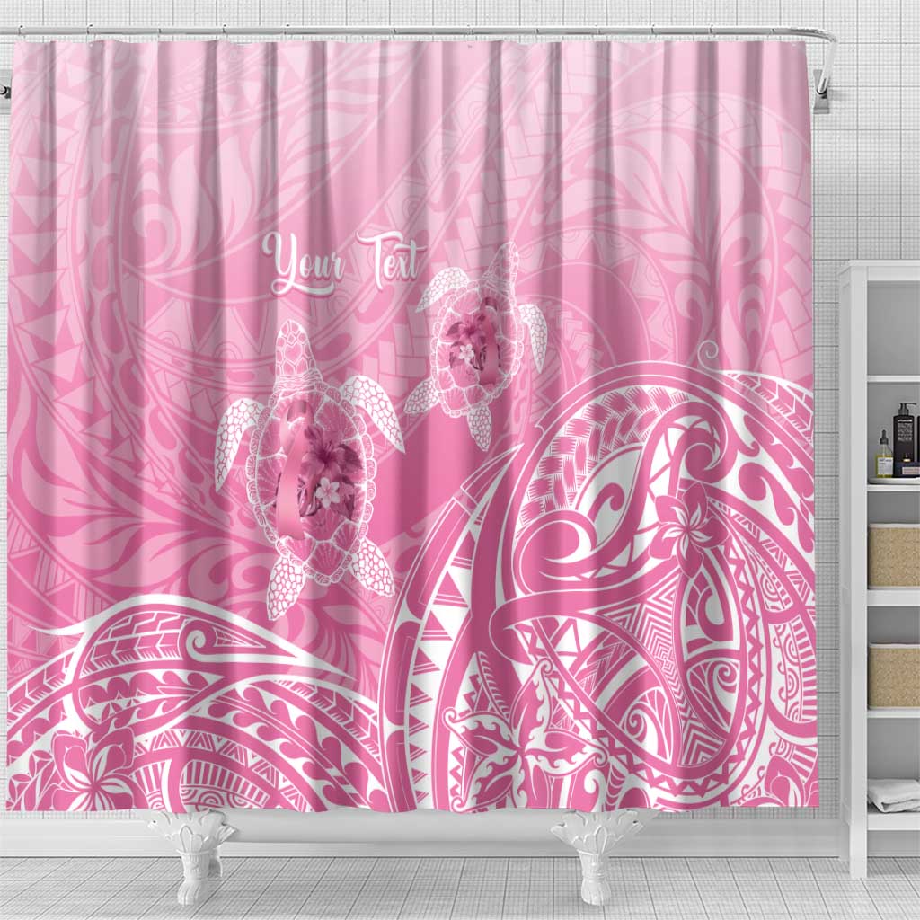 Personalised Polynesia Breast Cancer Awareness Shower Curtain No One Fights Alone Turtle Ribbon - Pink Version LT14 - Polynesian Pride