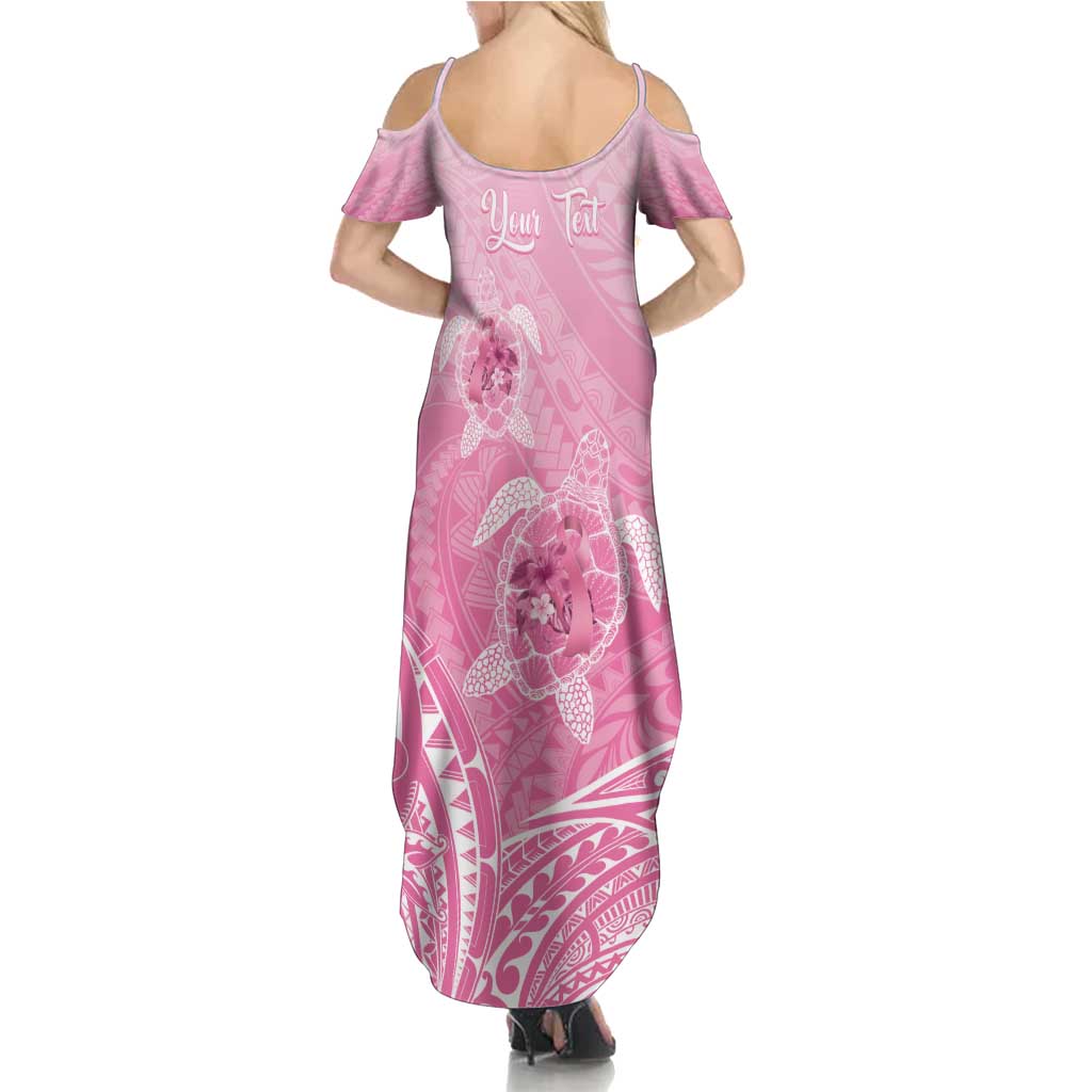 Personalised Polynesia Breast Cancer Awareness Summer Maxi Dress No One Fights Alone Turtle Ribbon - Pink Version LT14 - Polynesian Pride