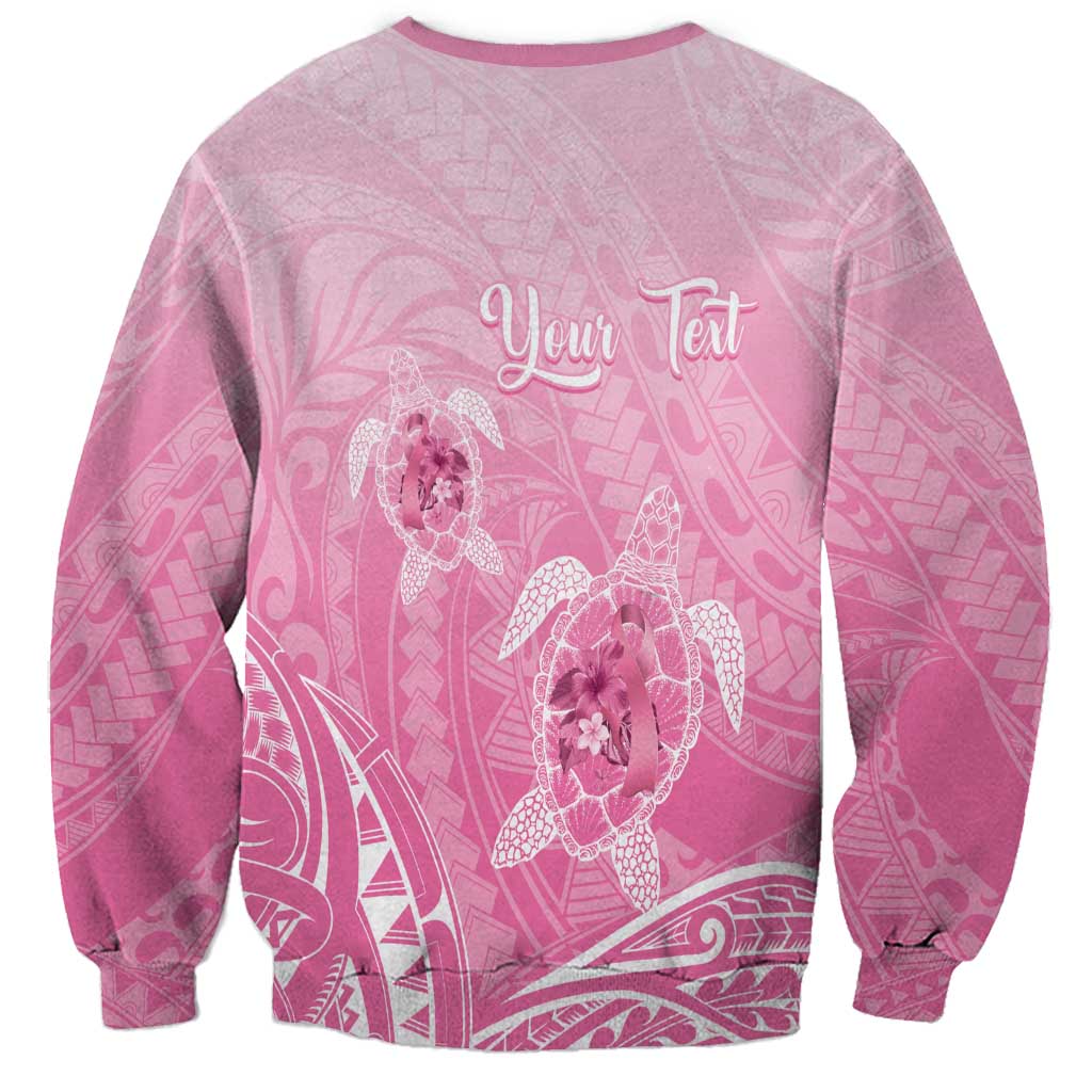 Personalised Polynesia Breast Cancer Awareness Sweatshirt No One Fights Alone Turtle Ribbon - Pink Version LT14 - Polynesian Pride