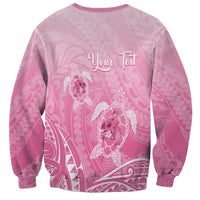 Personalised Polynesia Breast Cancer Awareness Sweatshirt No One Fights Alone Turtle Ribbon - Pink Version LT14 - Polynesian Pride