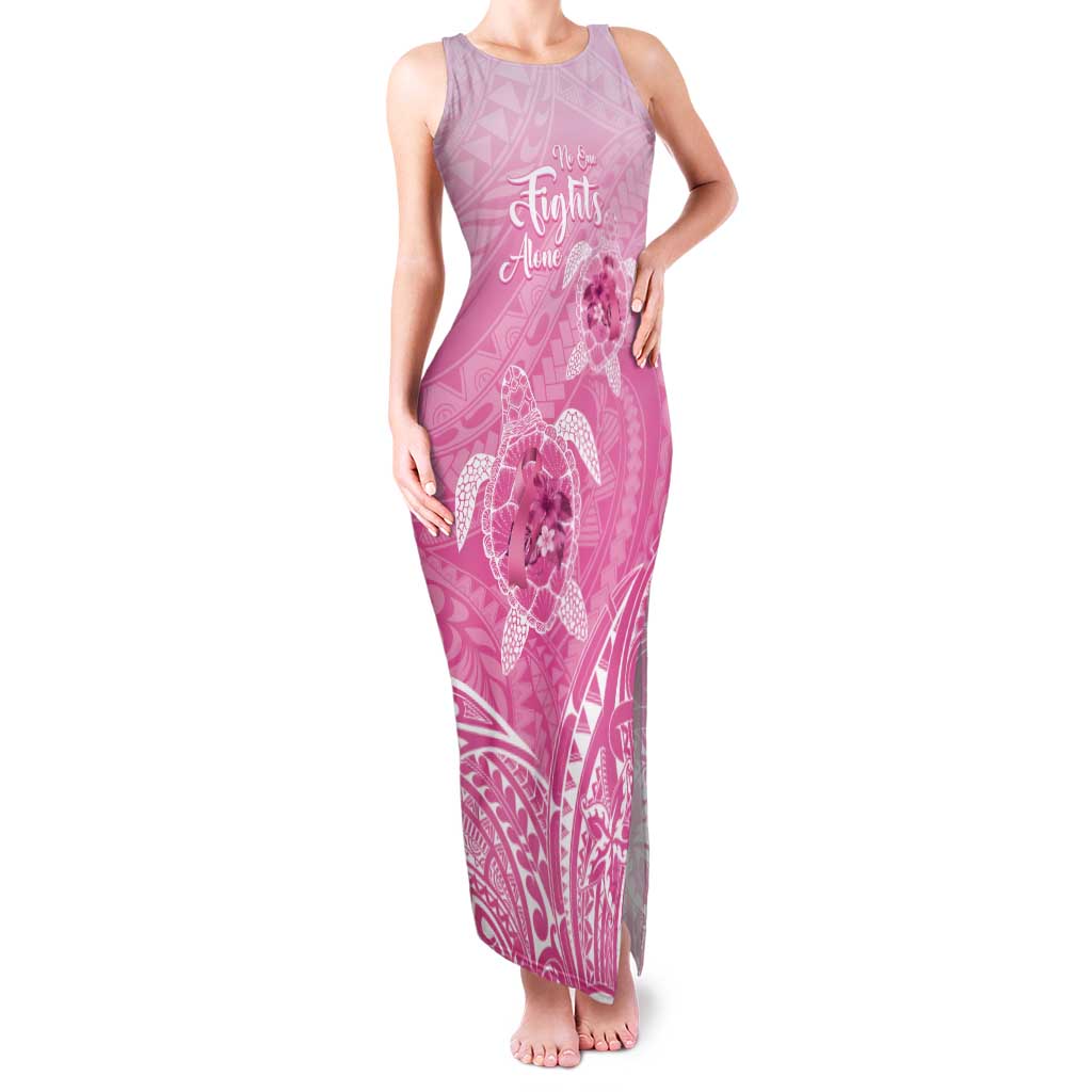 Personalised Polynesia Breast Cancer Awareness Tank Maxi Dress No One Fights Alone Turtle Ribbon - Pink Version LT14 Women Pink - Polynesian Pride