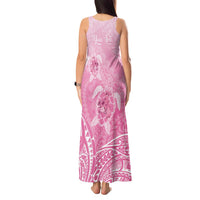 Personalised Polynesia Breast Cancer Awareness Tank Maxi Dress No One Fights Alone Turtle Ribbon - Pink Version LT14 - Polynesian Pride