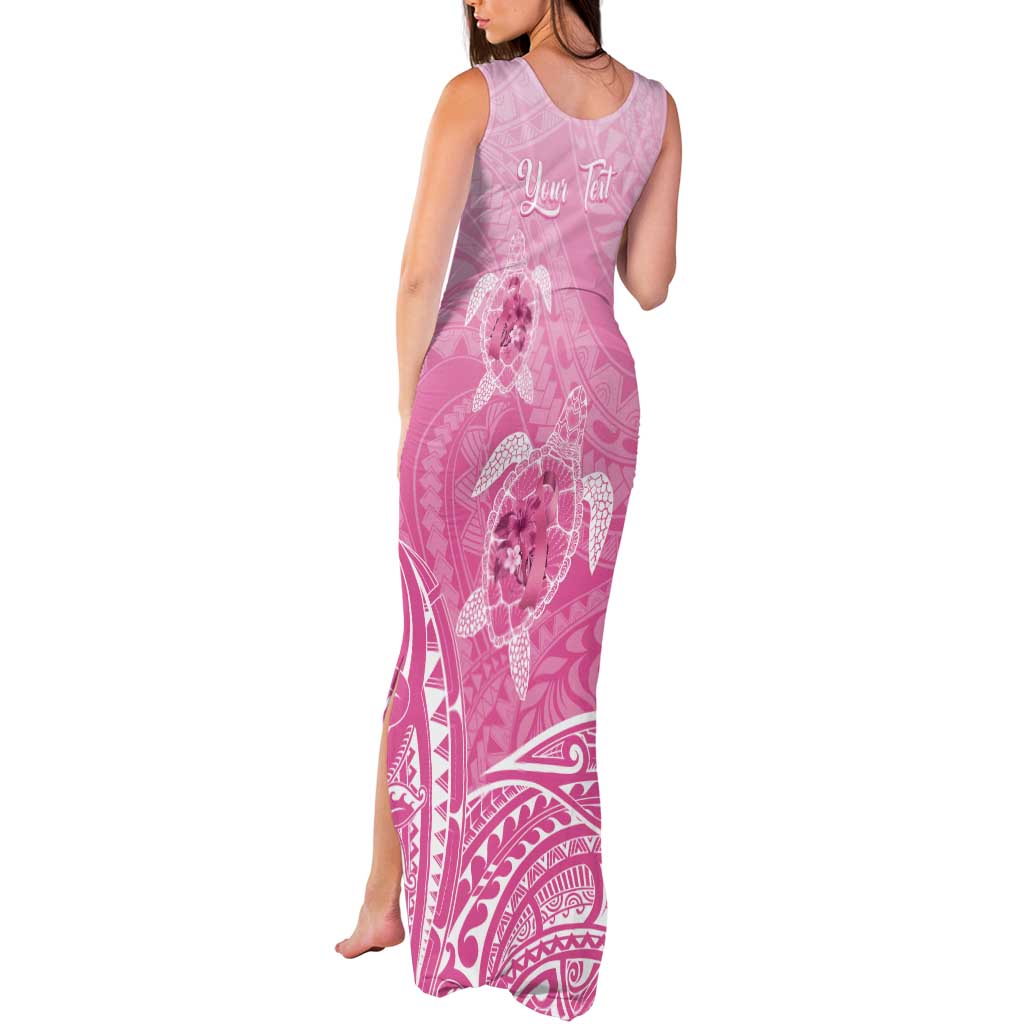 Personalised Polynesia Breast Cancer Awareness Tank Maxi Dress No One Fights Alone Turtle Ribbon - Pink Version LT14 - Polynesian Pride