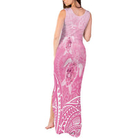 Personalised Polynesia Breast Cancer Awareness Tank Maxi Dress No One Fights Alone Turtle Ribbon - Pink Version LT14 - Polynesian Pride