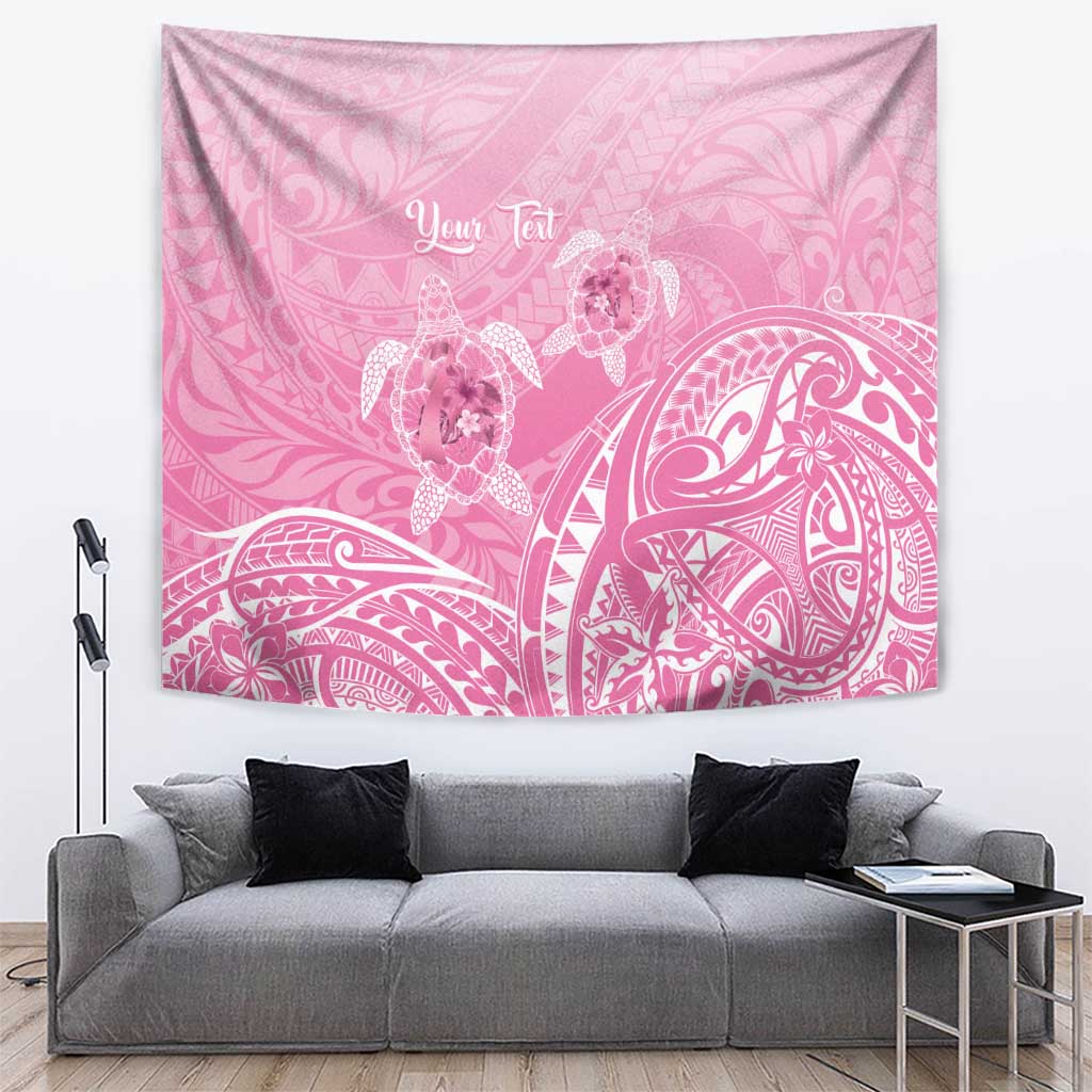 Personalised Polynesia Breast Cancer Awareness Tapestry No One Fights Alone Turtle Ribbon - Pink Version LT14 Pink - Polynesian Pride