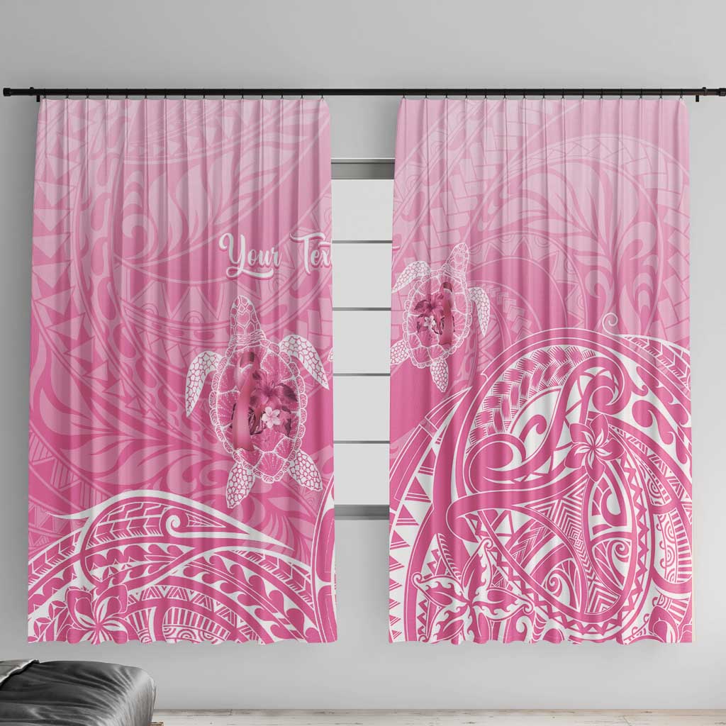 Personalised Polynesia Breast Cancer Awareness Window Curtain No One Fights Alone Turtle Ribbon - Pink Version LT14 With Hooks Pink - Polynesian Pride