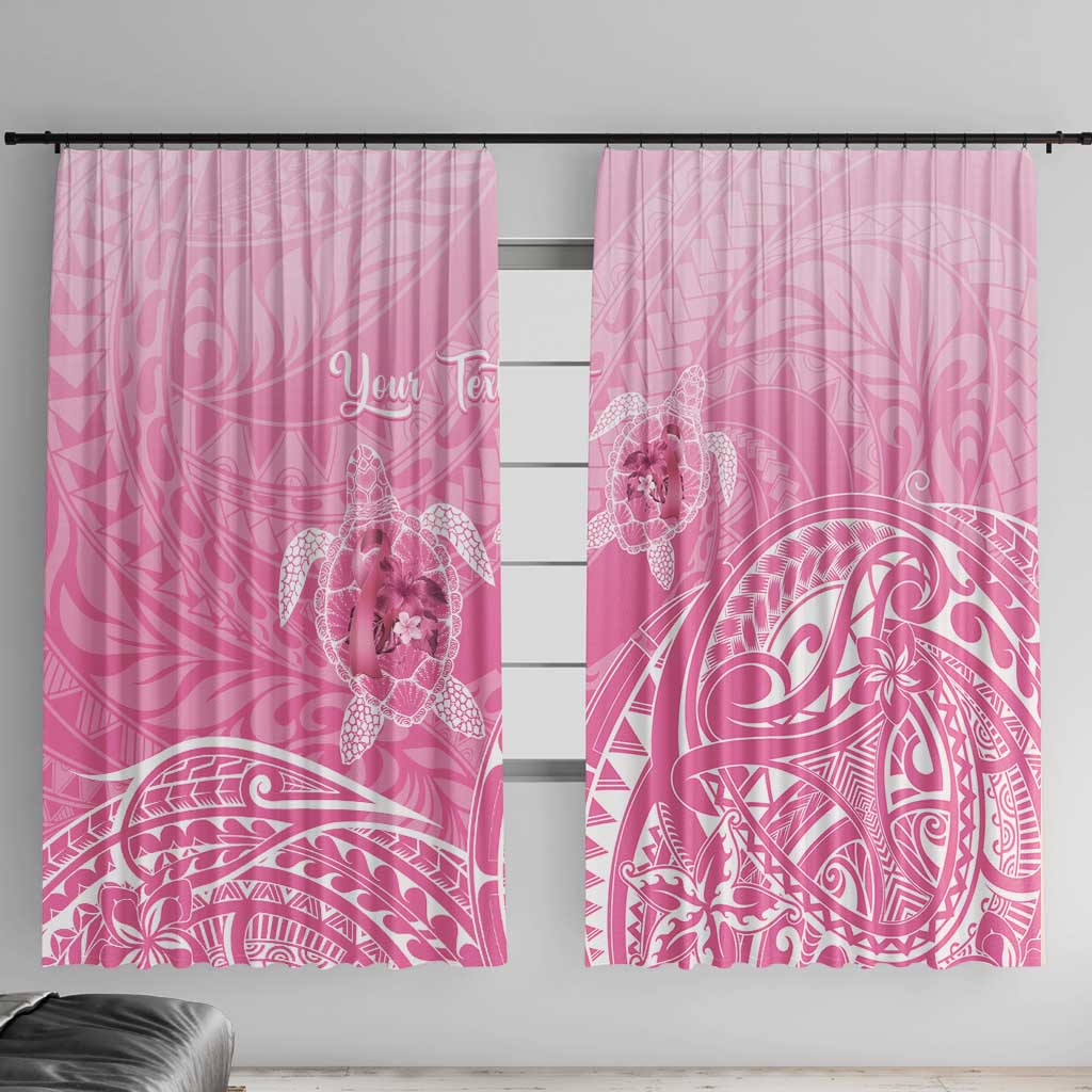 Personalised Polynesia Breast Cancer Awareness Window Curtain No One Fights Alone Turtle Ribbon - Pink Version