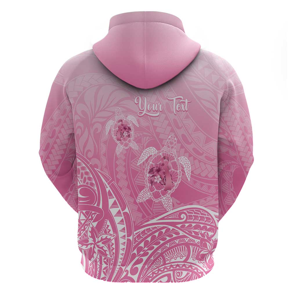 Personalised Polynesia Breast Cancer Awareness Zip Hoodie No One Fights Alone Turtle Ribbon - Pink Version LT14 - Polynesian Pride