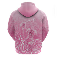 Personalised Polynesia Breast Cancer Awareness Zip Hoodie No One Fights Alone Turtle Ribbon - Pink Version LT14 - Polynesian Pride