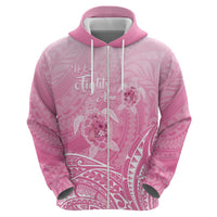Personalised Polynesia Breast Cancer Awareness Zip Hoodie No One Fights Alone Turtle Ribbon - Pink Version LT14 - Polynesian Pride